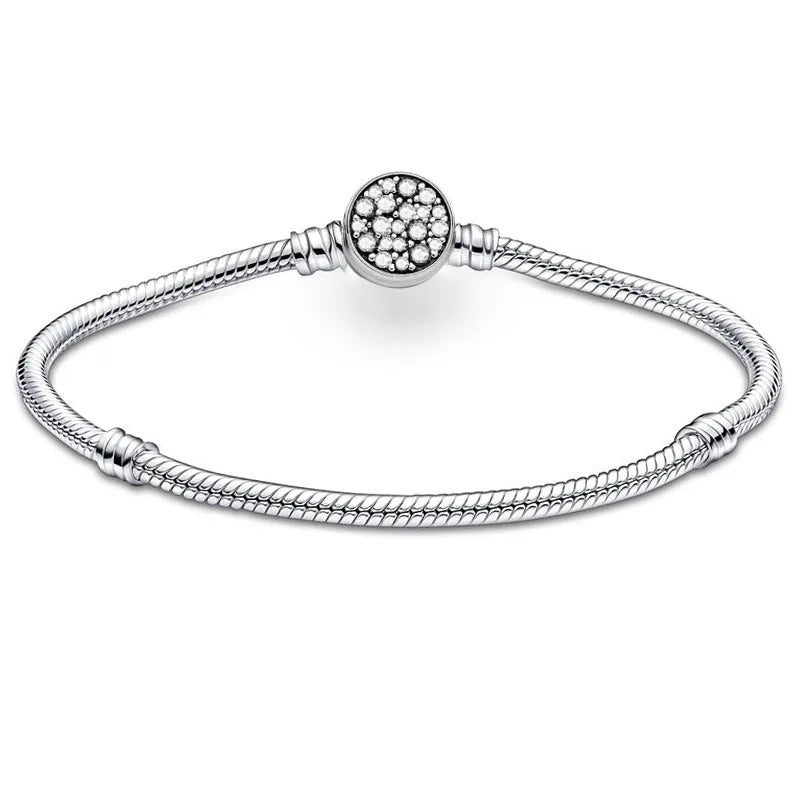 925 Sterling Silver Shell Family Tree Heart Bracelet - Charm Bangle