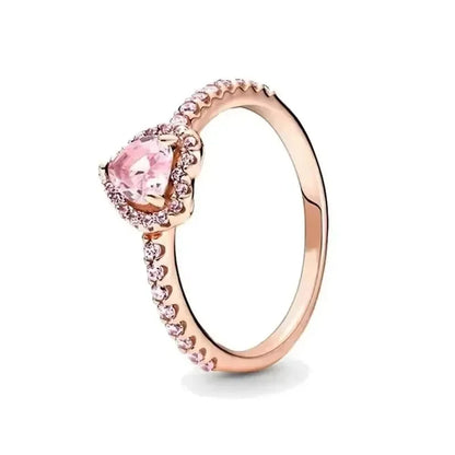 New 925 sterling silver classic rose gold ring, sparkling water droplet crown charm ring, ladies' light luxury exquisite gift