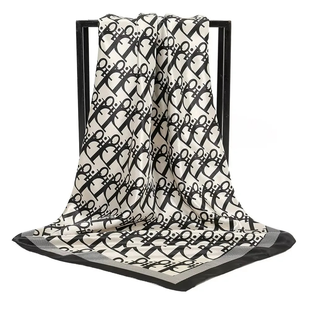 1 Pcs 90cm Ladies' Silk Scarf Vintage Fashionable Versatile Printed Silk Spring Hair Band Hijab Sunsceen Neckerchief Shawl Wraps