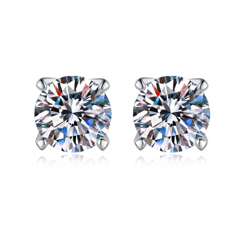 Moissanite Stud Earrings - 925 Sterling Silver & 18K White Gold, 4mm to 8mm, NGGC Certified