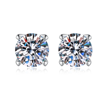 Moissanite Stud Earrings - 925 Sterling Silver & 18K White Gold, 4mm to 8mm, NGGC Certified