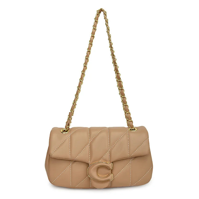2025 new diamond striped small fragrant embroidery thread bag chain bag high-quality shoulder crossbody bag
