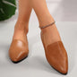 Women's Vintage Leather Pointed Flat Shoes - Soft Sole Slip-On Loafers