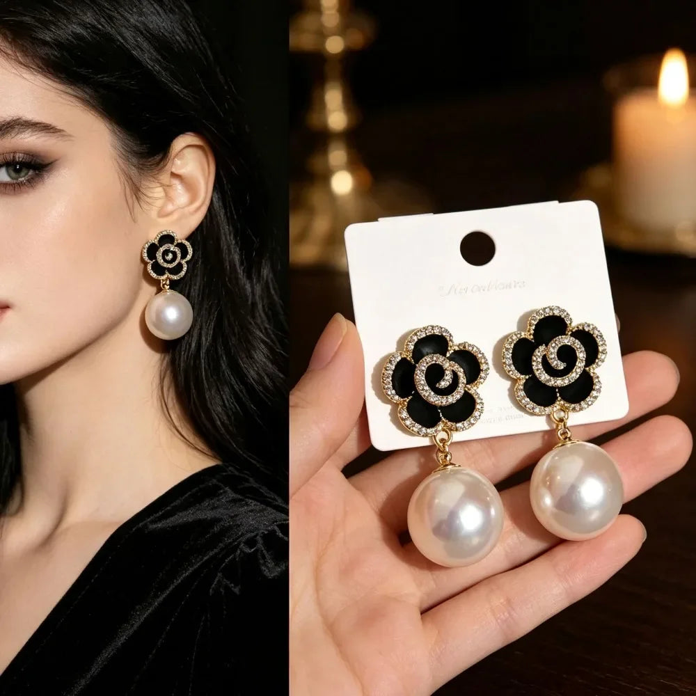 Niche Light Luxury Flower Earrings High End Temperament Women Fashion Jewelry Daily Party Wear
