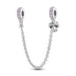 925 Sterling Silver Heart, Infinity & Triple Jewel Safety Chain Charm | Fits Pandora & Most Bracelets