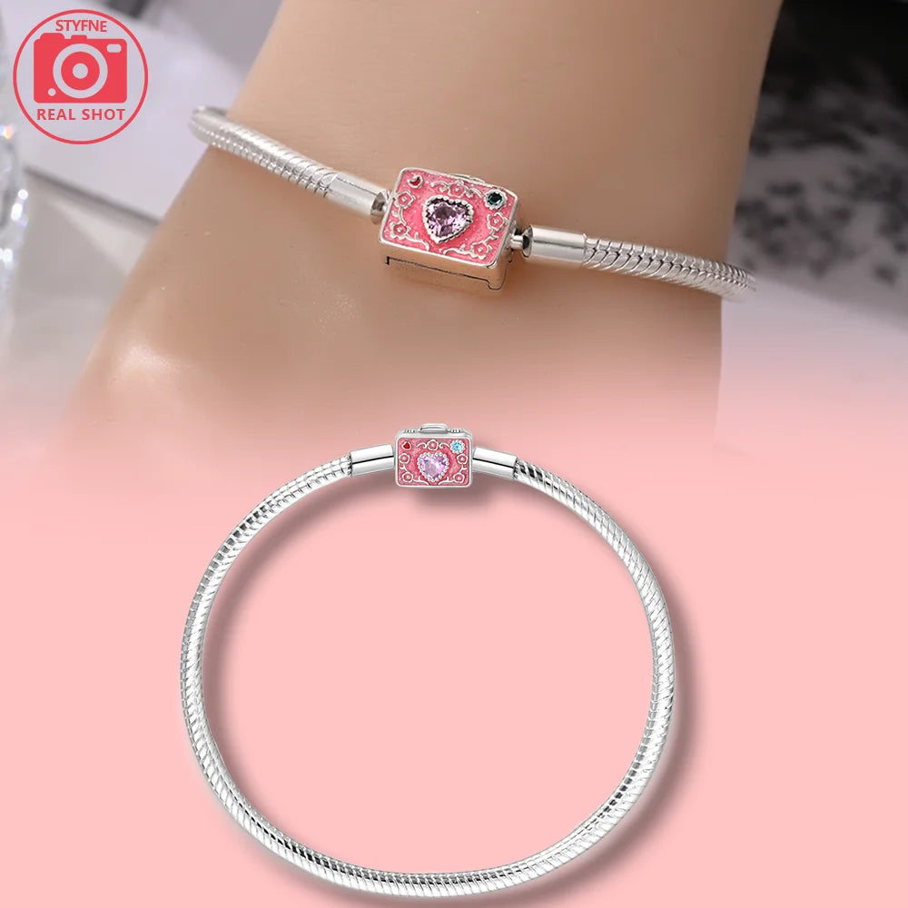 Sterling Silver Purple Dreamcatcher Feather Bracelet - Perfume Bottle Charm