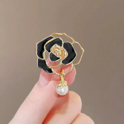 Luxury Pearl Butterfly Wreath Brooches Elegant Enamel Camellia Flower  Pendant Plant Pin Accessories Women Party Jewelry Gift