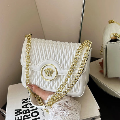 Classic Elegant Leather Handbag For Ladies Shoulder Strap Famous Designer Luxury Brand Collection