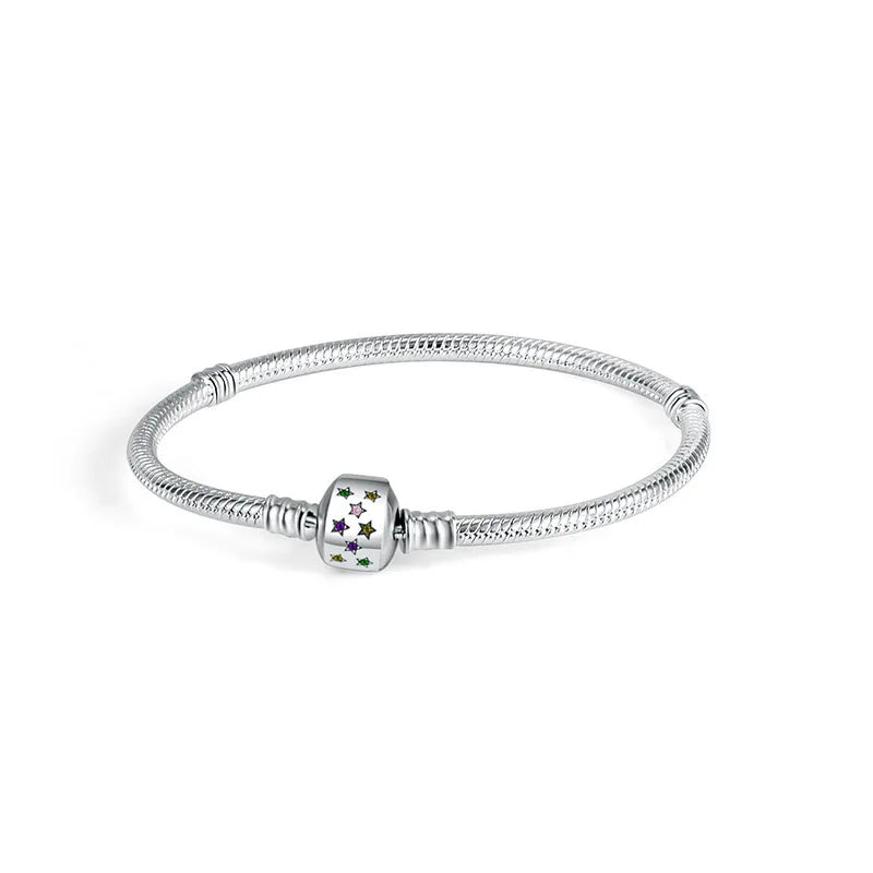925 Sterling Silver Shell Family Tree Heart Bracelet - Charm Bangle