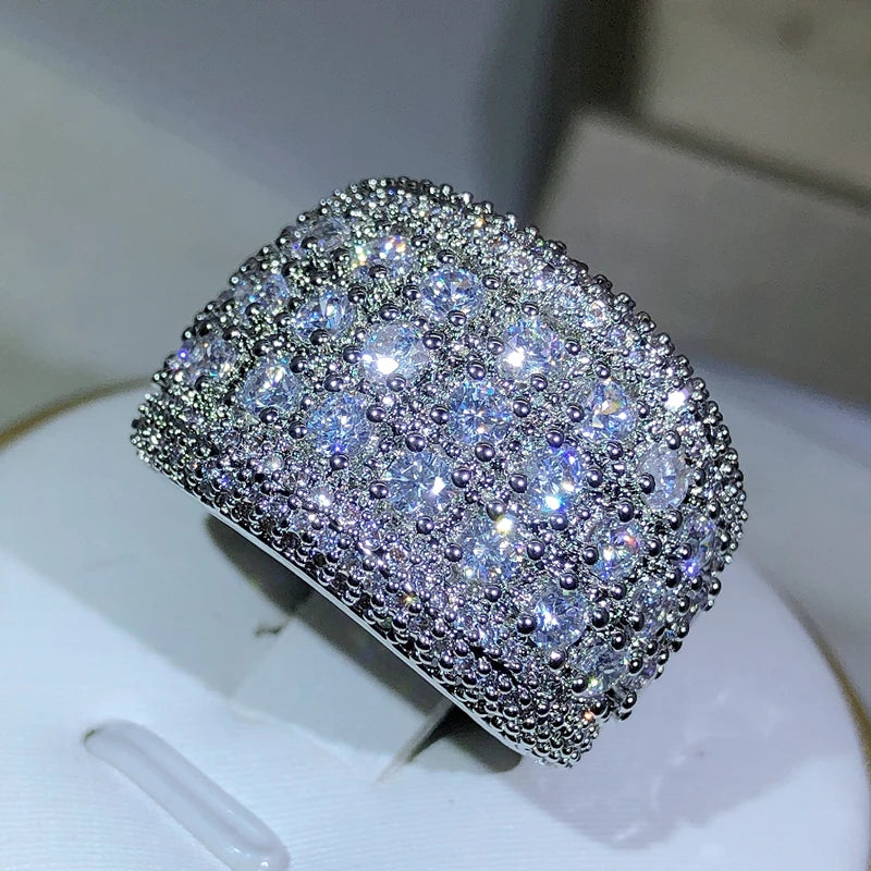 925 Sterling Silver Round Zircon Engagement Ring for Women | Wedding Band | Sizes 5–10 | Gift Box Included