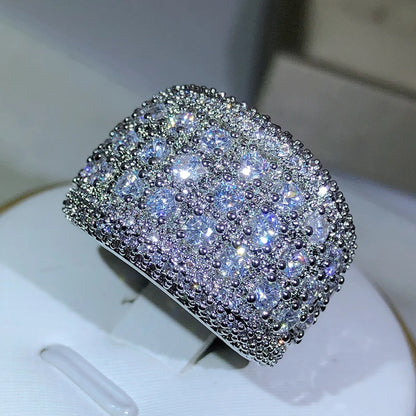 925 Sterling Silver Round Zircon Engagement Ring for Women | Wedding Band | Sizes 5–10 | Gift Box Included