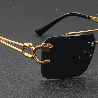 CEYYOR Vintage Punk Frameless Sunglasses — Golden UV400 Anti-Reflective | Women & Men