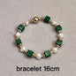 Natural Freshwater Pearl & Synthetic Malachite Jewelry | 14K Gold Plated Necklace, Bracelet & Earrings | Vintage Style