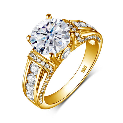 2ct Moissanite or Zirconia Bridal Ring - Solid 925 Sterling Silver & 14K White Gold, D Color VVS1
