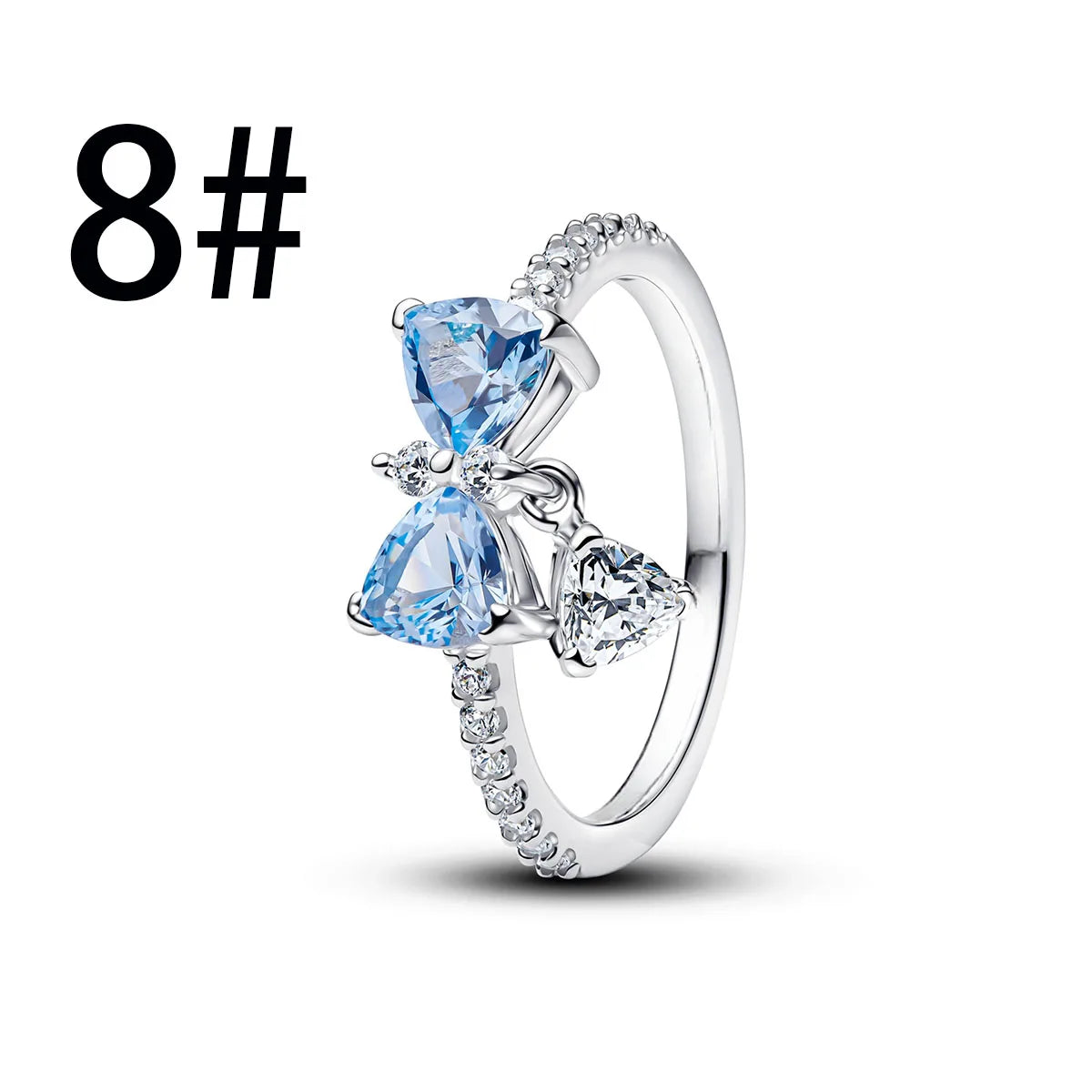 925 Sterling Silver Blue Bow Zircon Fine Jewelry | Earrings, Necklace & Ring for Women