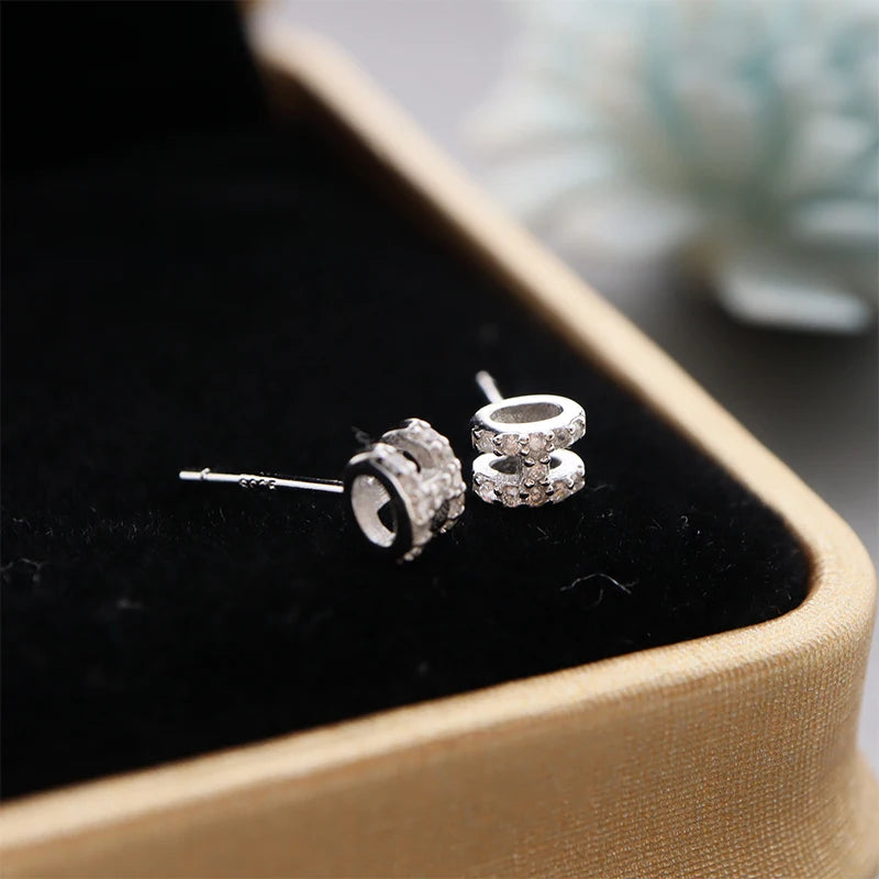 Sterling Silver H-letter Exquisite Earrings Small And Simple Set With Diamond Hollow Earrings Birthday Gift Jewelry