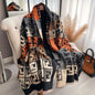European American Women's Letter Scarf - Vintage Thick Winter Double-Sided Shawl