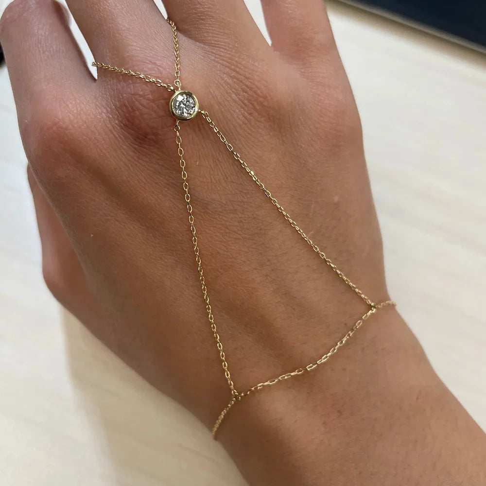 Luxury Zircon Chain Bracelet for Women — Gold & Silver Geometric Hand Jewelry