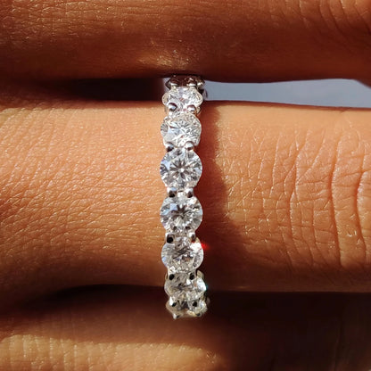 Full Eternity Moissanite Band - 925 Sterling Silver & 18K White Gold, 2/3/4/5mm, D Color VVS1