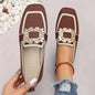 Women's Knitted Square Toe Loafers - Breathable Slip-On Flats