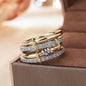 Trendy 4-Piece Stackable Ring Set - Two-Tone 18K Gold Plated Zircon Rings