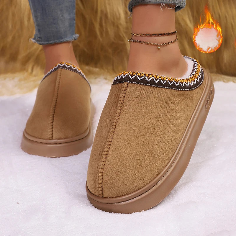 Women's Fuzzy Fur Platform Slippers - Luxury Designer Winter Slides