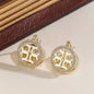 Rhinestone Earrings for Women Gold Silver Round Hollow Geometric Dangle Earrings Wedding Party Daily Wear Fashion Jewelry Gift