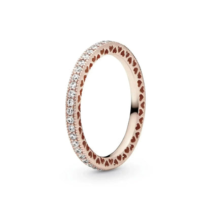 Hot selling 925 sterling silver classic dazzling crown round hearts ring exquisite women's light luxury charm ring jewelry gift