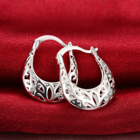 New Sterling Silver Earrings for Women high quality Jewelry Hollow Carved Christmas Gifts Trendsetter