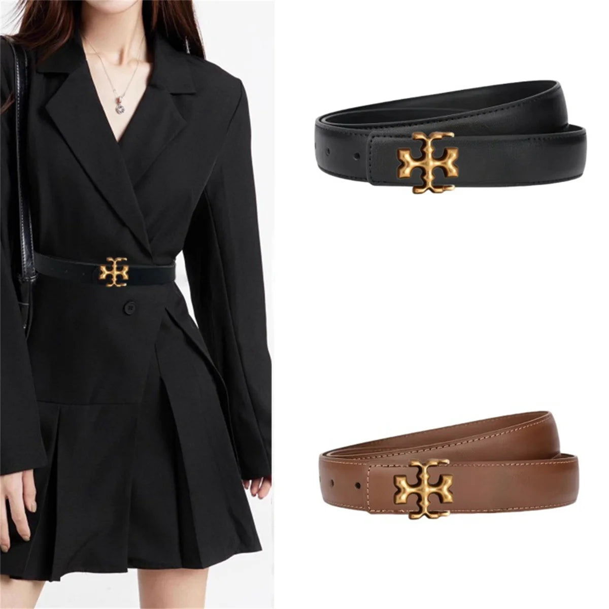 Luxury Designer Women's Belt - Versatile Faux Leather Belt for Jeans & Dresses