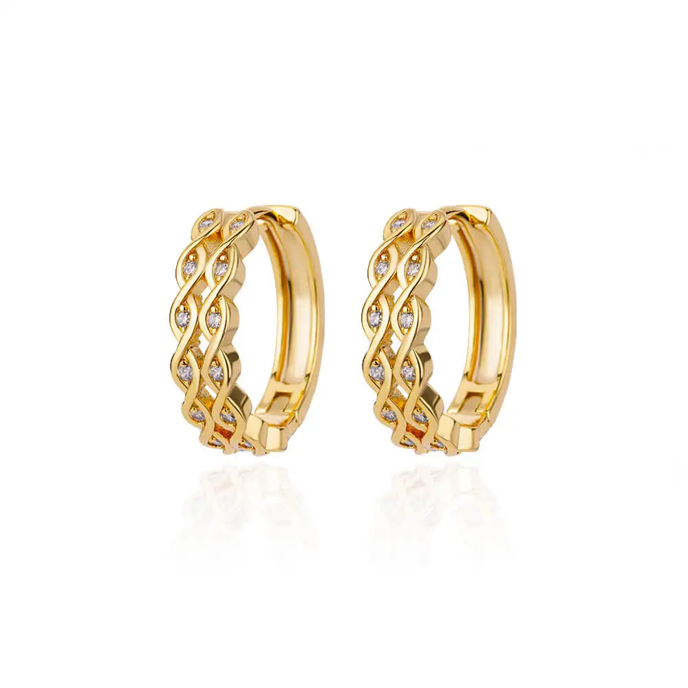 Shiny Zircon Circle Square Hoop Earrings for Women Gold Color Stainless Steel Earrings Luxury Christmas Jewelry Wedding aretes