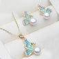 Natural Freshwater Pearl Necklace Earrings Set, 925 Silver Set of Earrings With Pearls Wife Mother Christmas Gift White