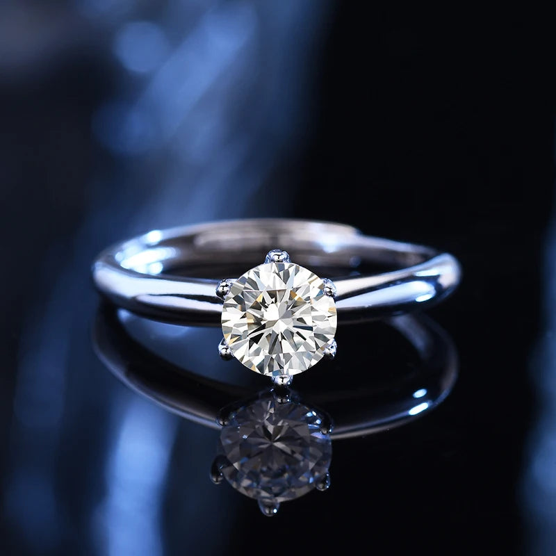 Moissanite Solitaire Ring - 925 Sterling Silver, 0.5ct to 2ct, D Color VVS1, GRA & CMA Certified