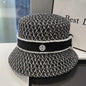 Korean  Breathable Hollow Fisherman Hat, Personalized Basin Hat, Fashionable Diamond Bucket Hat for Women's Summer Outings