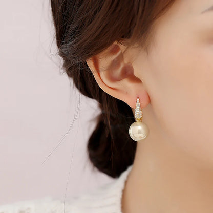 French Light Luxury Pearl & Zircon Drop Earrings | Elegant Banquet Jewelry for Women