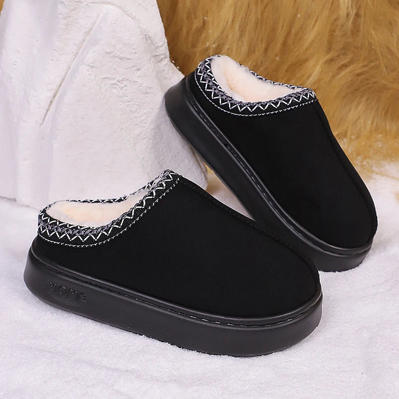 Women's Fuzzy Fur Platform Slippers - Luxury Designer Winter Slides