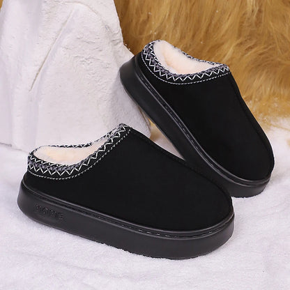 Women's Fuzzy Fur Platform Slippers - Luxury Designer Winter Slides