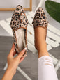 Women's Leopard Print Bow Flats - Shallow Slip-On Shoes