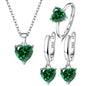 925 Sterling Silver Heart Zircon Jewelry Set | Ring, Earrings & Necklace for Women
