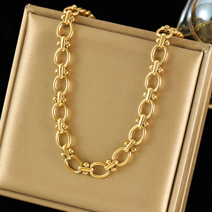 EILIECK 316L Stainless Steel Metal Chain Necklace For Women Fashion 18K Gold Plated Neck Chain Waterproof Jewelry Lady Gift