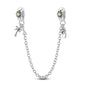 925 Sterling Silver Heart, Infinity & Triple Jewel Safety Chain Charm | Fits Pandora & Most Bracelets
