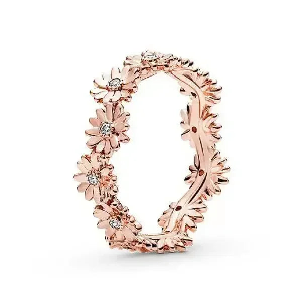 New 925 sterling silver classic rose gold ring, sparkling water droplet crown charm ring, ladies' light luxury exquisite gift