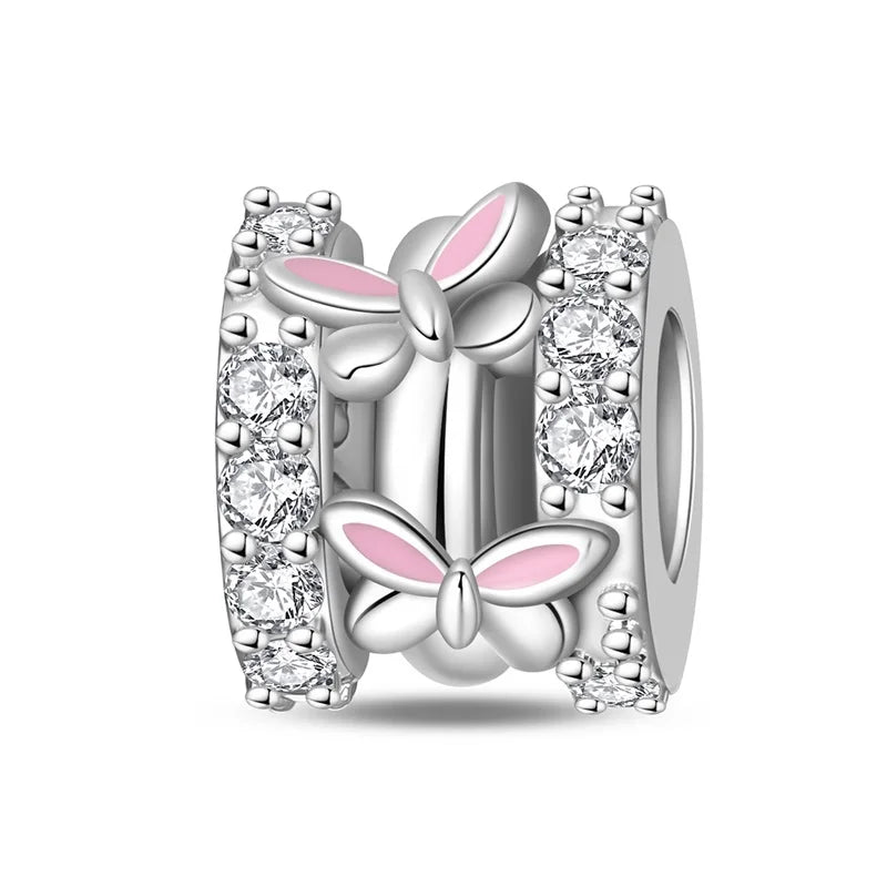 925 Sterling Silver Charm Beads | Butterfly, Crown, Heart & Perfume Bottle Zircon Charms for Women