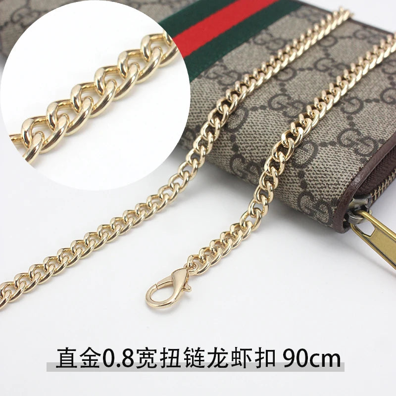 Long Zipper Wallet Chain Accory Handbag Strap DIY Coffee Leather Strip Single oulder Crossbody Bag Chain Replacement