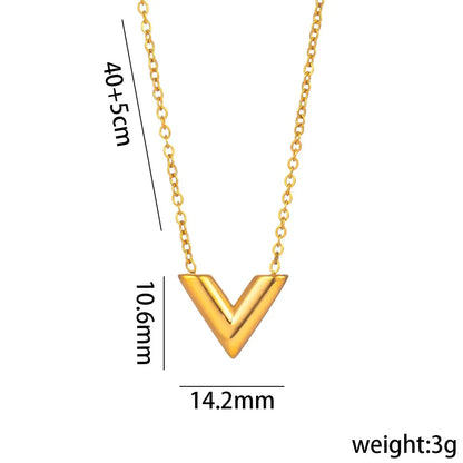 Stainless Steel Letter V Bracelets for Women Gold Color Alphabet Bangle Set Necklace Personality Pendant Design Gift for Friend