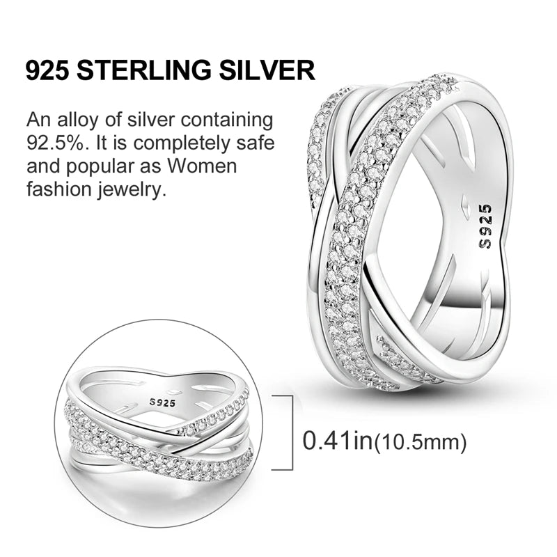 925 Sterling Silver Cross Multi-Ring | Zircon Wedding & Anniversary Ring for Women