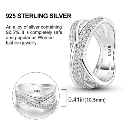 925 Sterling Silver Cross Multi-Ring | Zircon Wedding & Anniversary Ring for Women