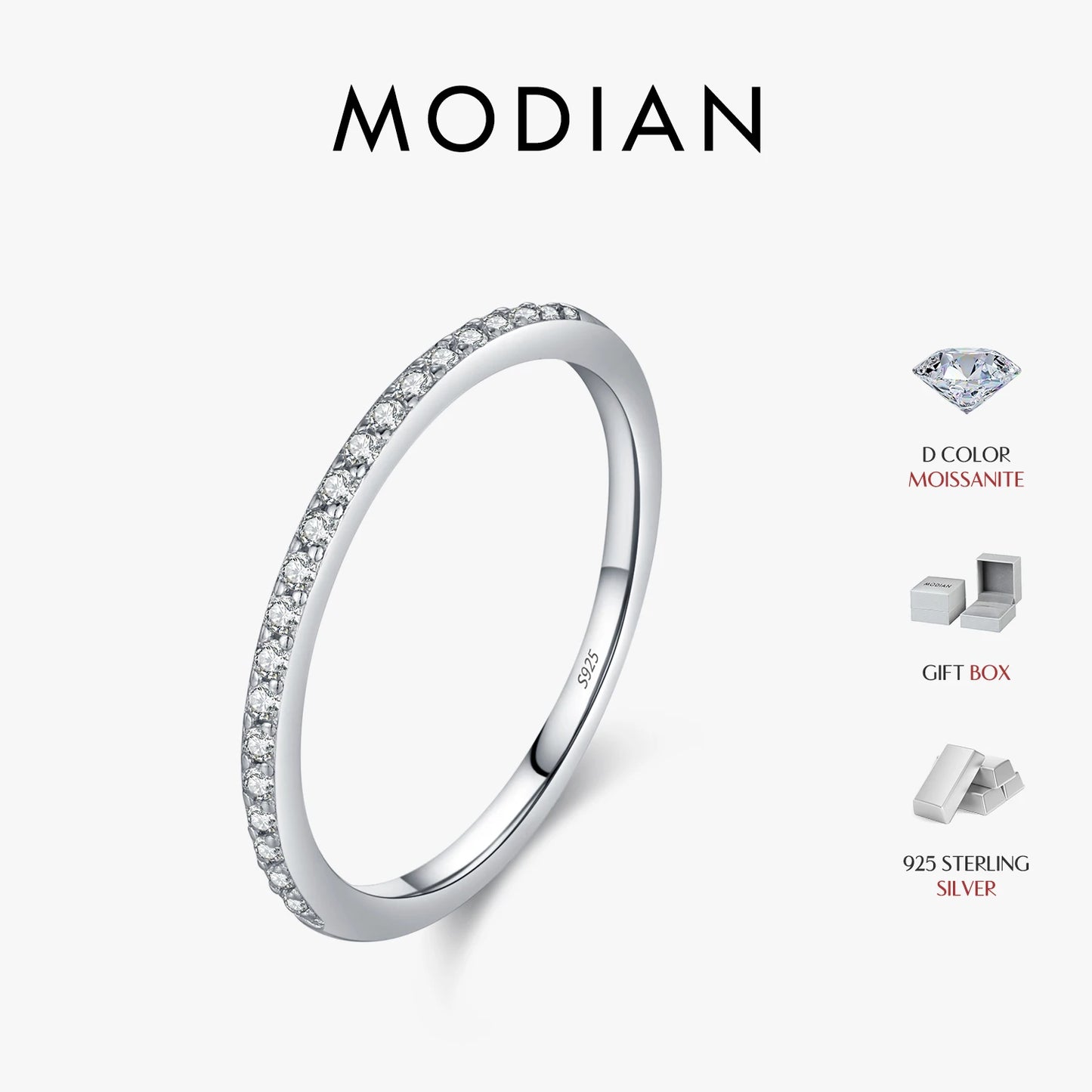 Moissanite Eternity Band - 925 Sterling Silver, D Color VVS1, CMA Certified