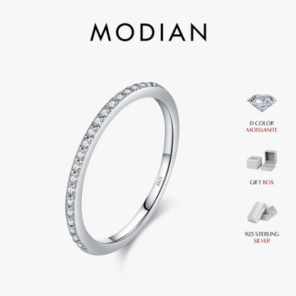 Moissanite Eternity Band - 925 Sterling Silver, D Color VVS1, CMA Certified