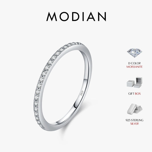 Moissanite Eternity Band - 925 Sterling Silver, D Color VVS1, CMA Certified